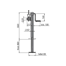 Wrzeciono stopy nosnej odchylane na bok, TL = 1000 kg, L = 550 mm, PIASTA = 350 mm