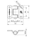 SPP - cerniera avvitabile, ZW-02.40, 61 x 73 mm