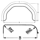 Plastikowy profil blotnika jednoosiowego 12/40 B180 S660...