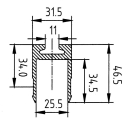 Rail darrimage Airline, aluminium, L 31,5 mm, H 46,5 mm