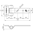 Bisagra universal VA recta 141 mm de longitud total