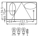 GEKA, right indicator, brake, tail, fog lock and license...